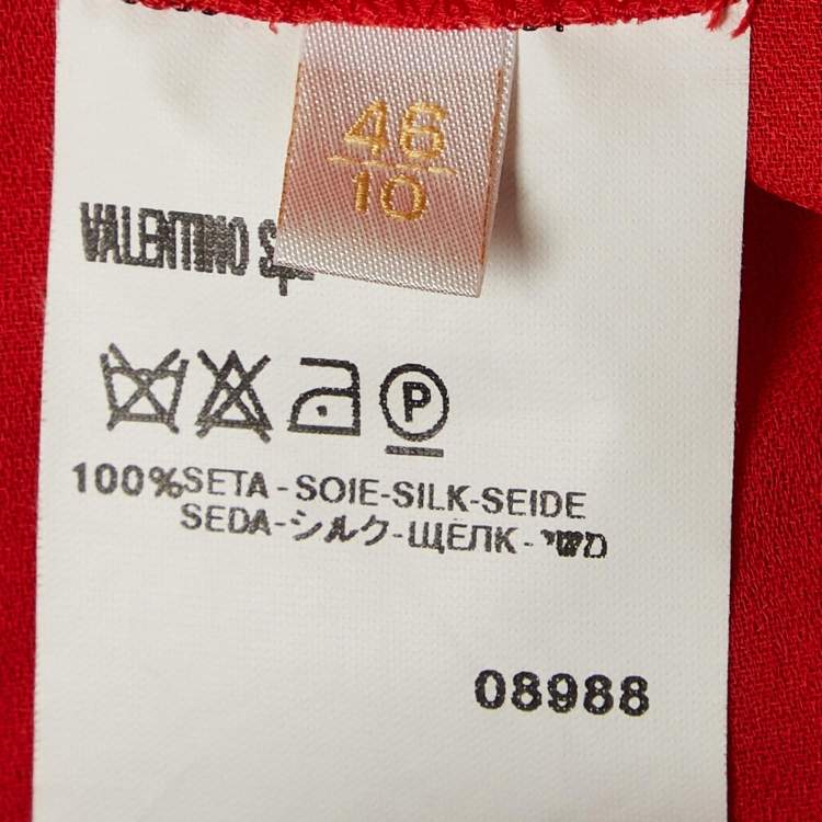 Pre Owned Valentino Red Silk Ruffled Maxi Dress L