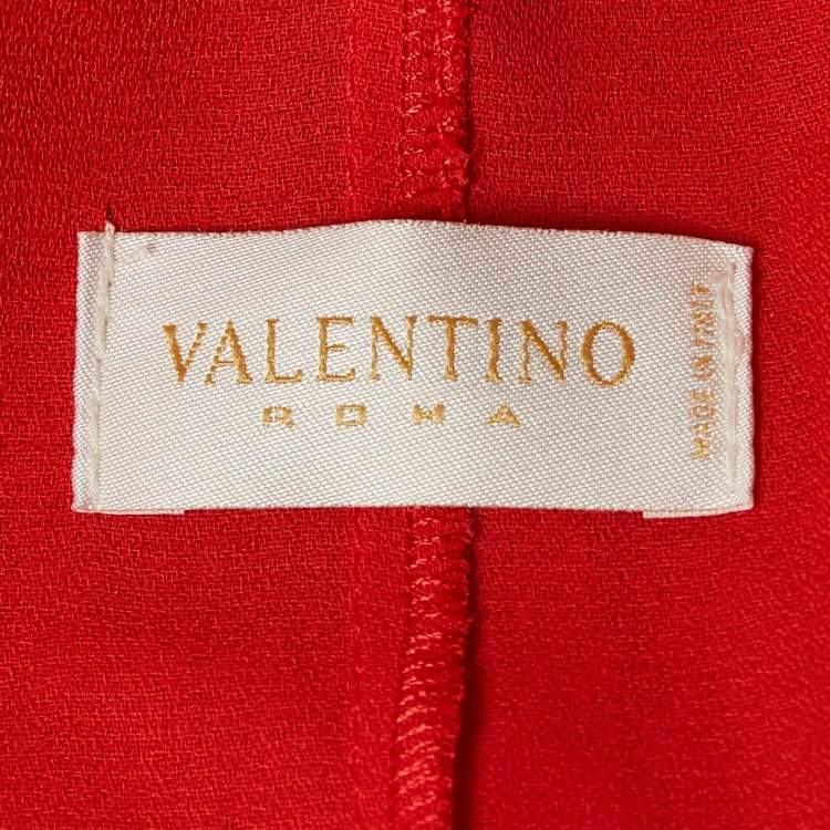Pre Owned Valentino Red Silk Ruffled Maxi Dress L