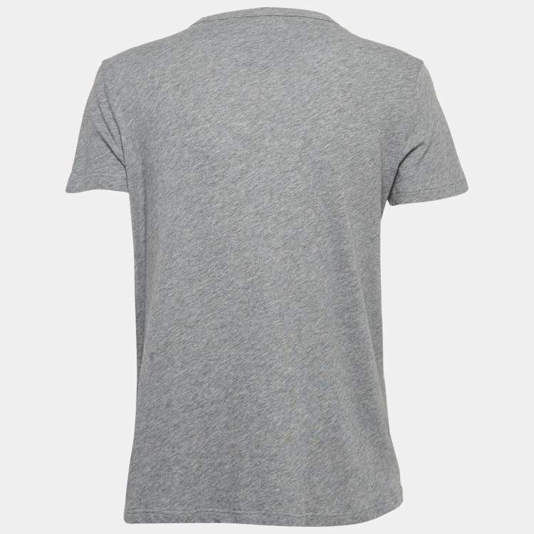 مملوكة مسبقًا Valentino Grey Embellished Cotton Knit Round Neck T-Shirt S