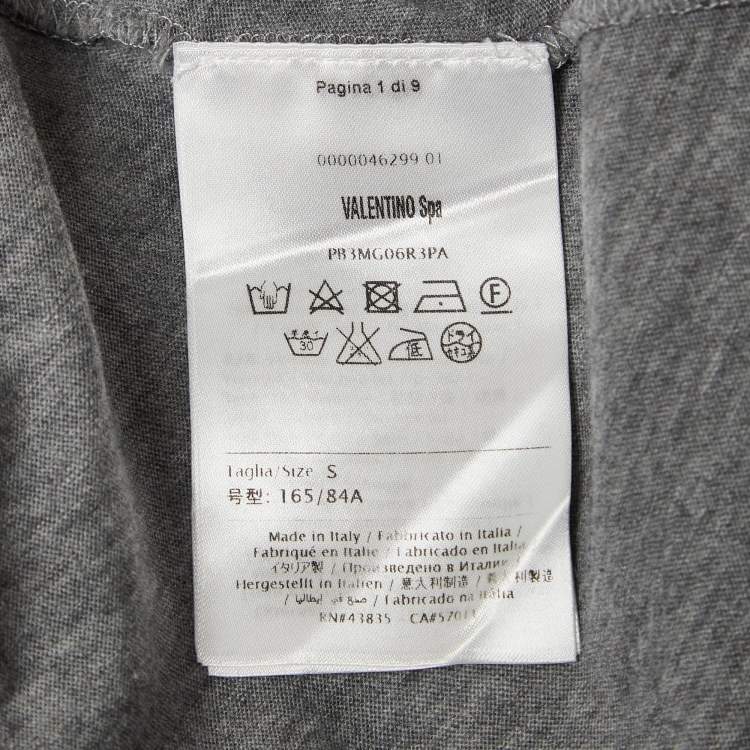 مملوكة مسبقًا Valentino Grey Embellished Cotton Knit Round Neck T-Shirt S