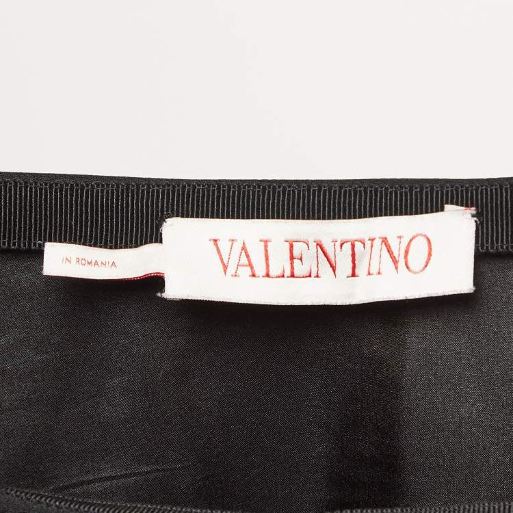 Pre Owned Valentino Black Virgin Wool & Silk Midi Skirt M