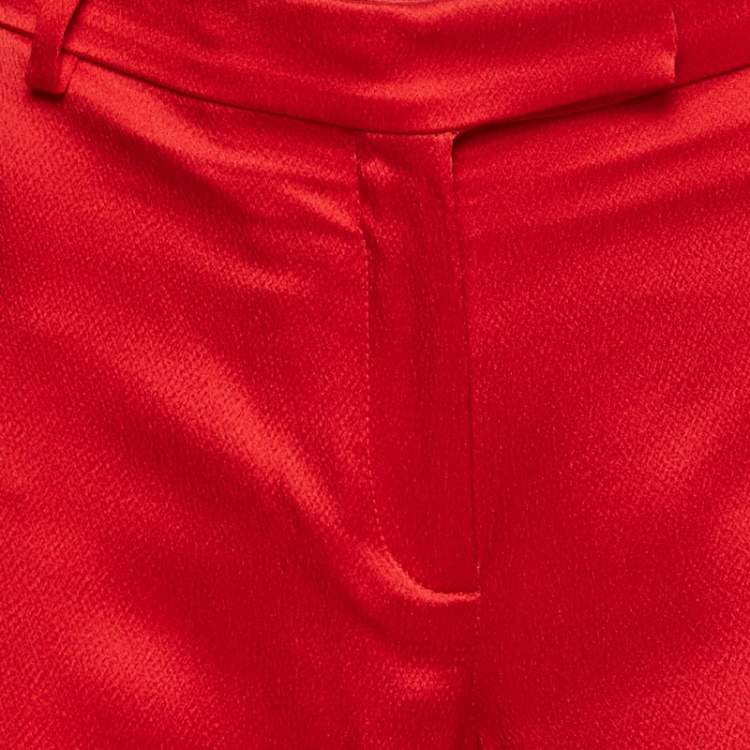 Pre Owned Valentino Red Crepe Wide Leg Pants M