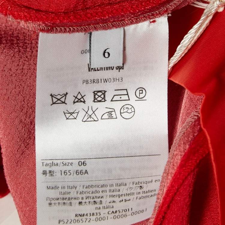 Pre Owned Valentino Red Crepe Wide Leg Pants M