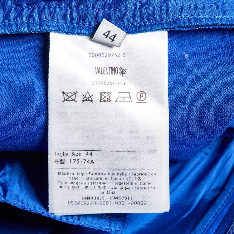 Pre Owned Valentino Blue Wool & Silk Pleated Tapered Trousers M