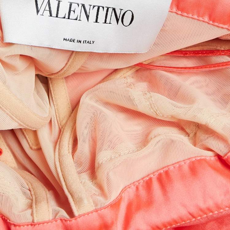 Pre Owned Valentino Pink Crepe Embellished Maxi Dress M