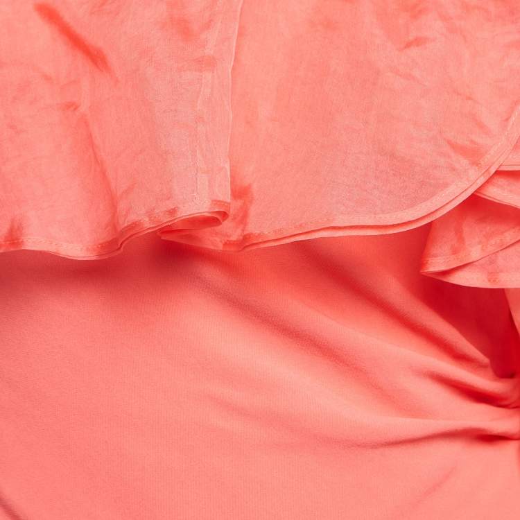 Pre Owned Valentino Pink Crepe Embellished Maxi Dress M