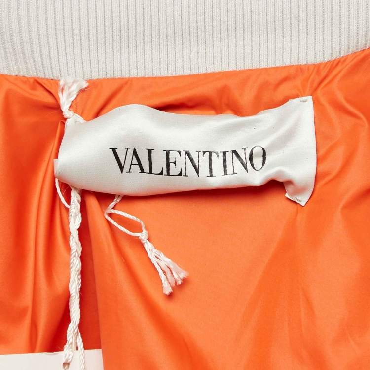 Pre Owned Valentino Yellow/Grey Sequin Embellished Cotton Crop Jacket S