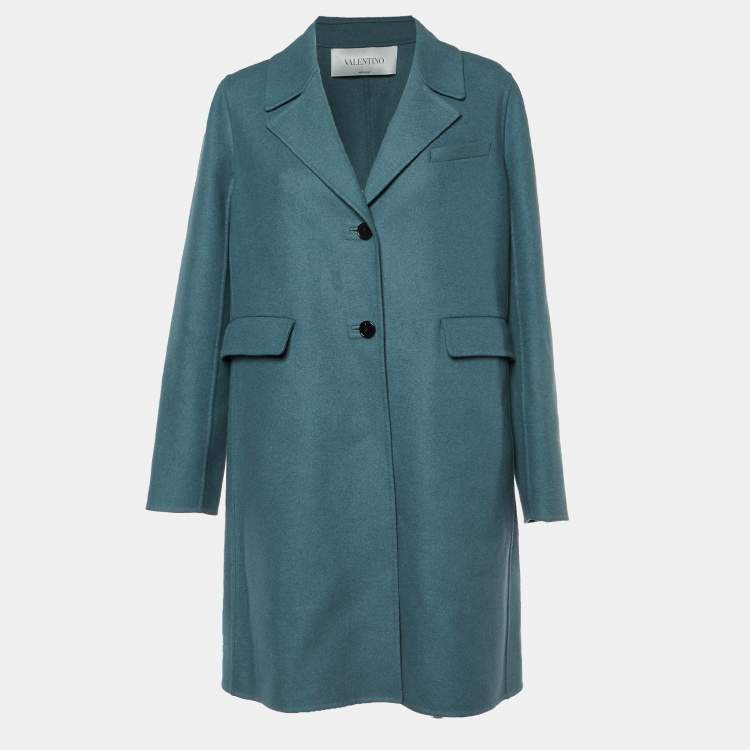 Pre Owned Valentino Sage Green Wool Mid Length Coat M