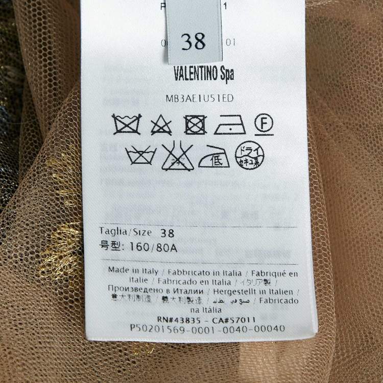 مملوكة مسبقًا Valentino Beige Butterfly Embroidered Mesh Sheer Top S