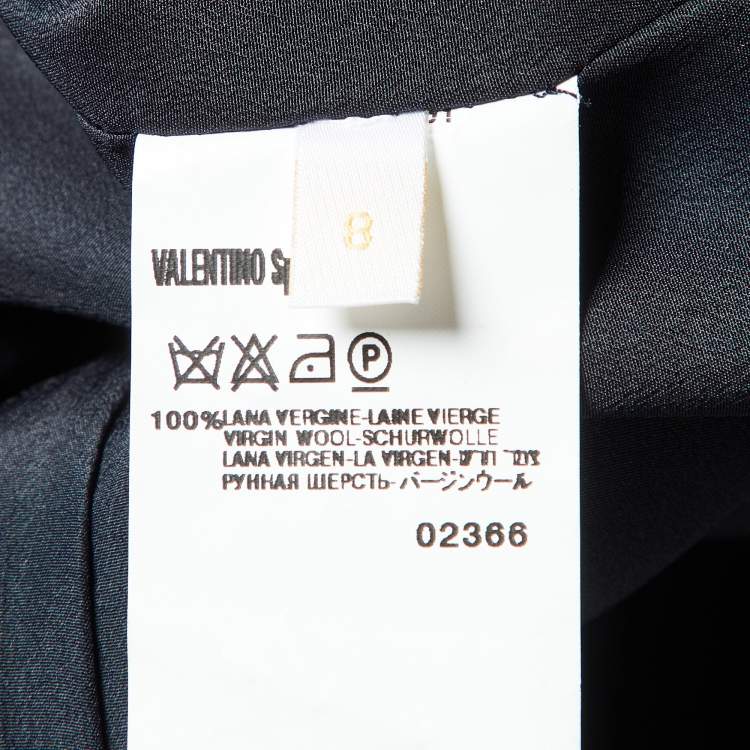 Pre Owned Valentino Black Virgin Wool Ruffled Hem Short Dress M