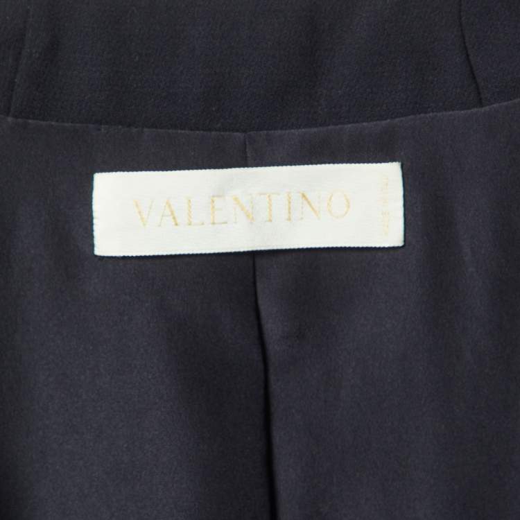 Pre Owned Valentino Black Virgin Wool Ruffled Hem Short Dress M