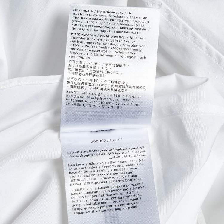 Pre Owned Valentino White Cotton Feather Cuff Trim Button Front Shirt L