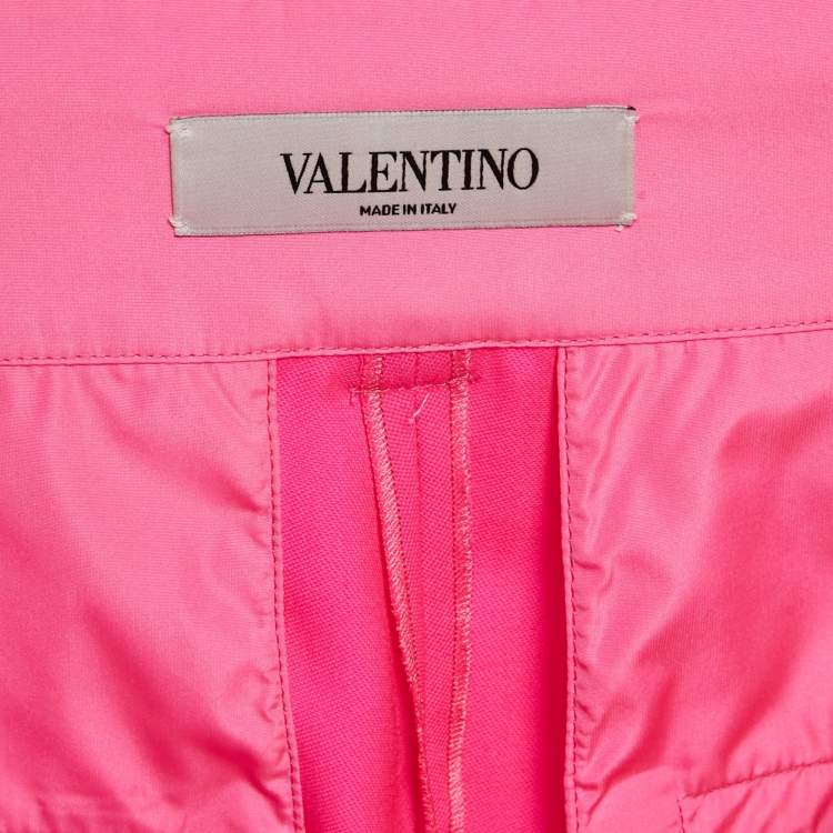 Pre Owned Valentino Fluorescent Pink Wool Pleated Knee Length Shorts S