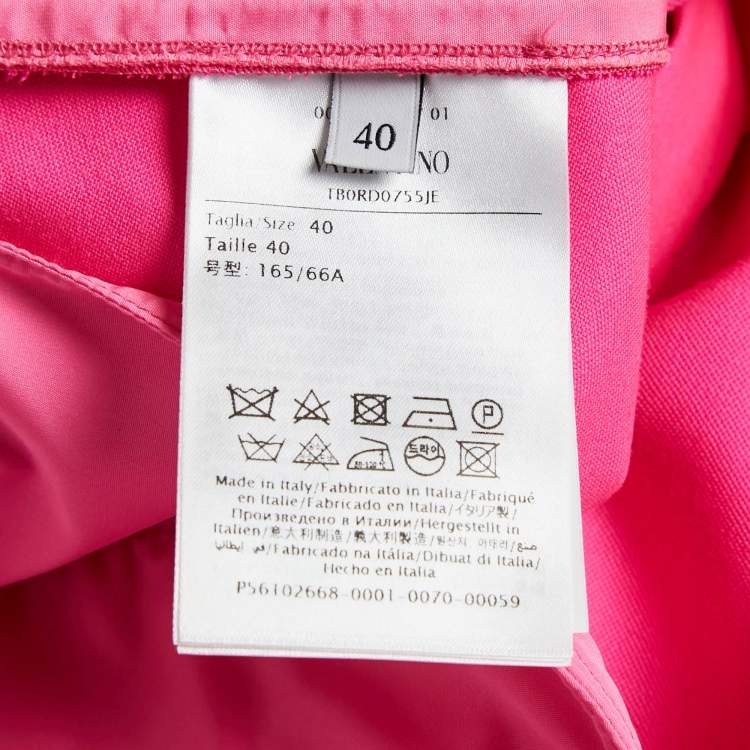 Pre Owned Valentino Fluorescent Pink Wool Pleated Knee Length Shorts S