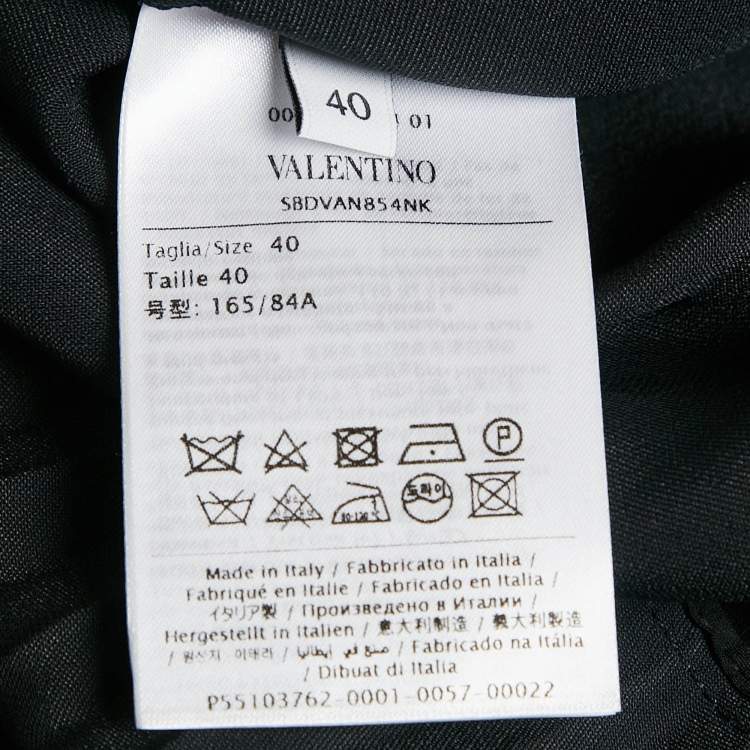 Pre Owned Valentino Black VLTN Print Crepe Pleated Midi Dress S