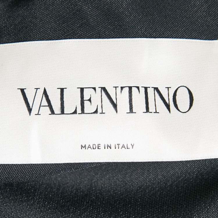 Pre Owned Valentino Black VLTN Print Crepe Pleated Midi Dress S