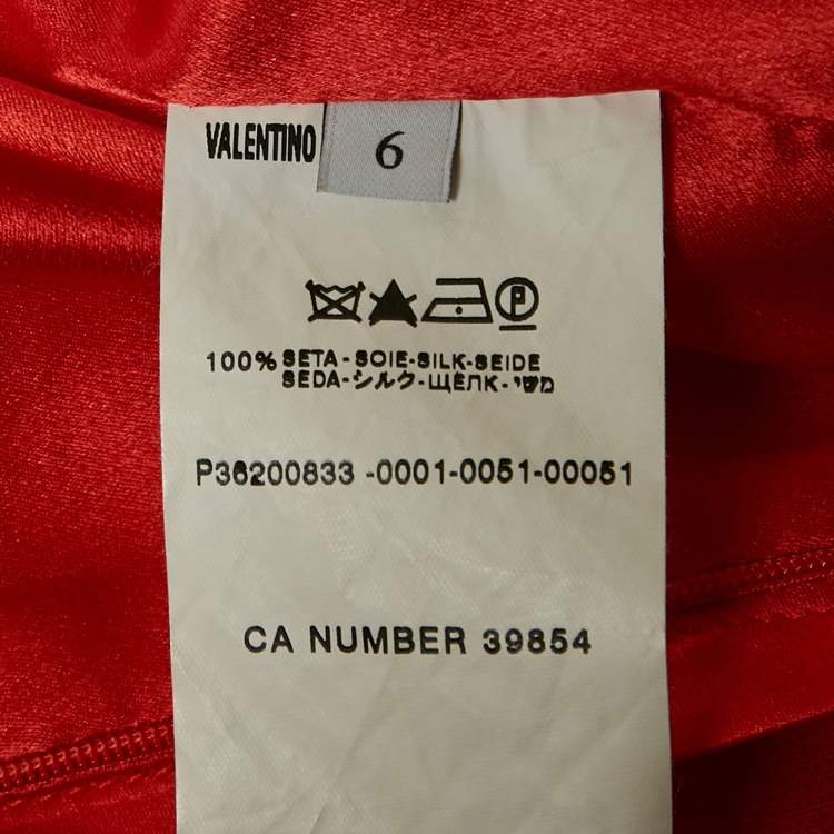 Pre Owned Valentino Coral Orange Silk Strapless Maxi Dress M