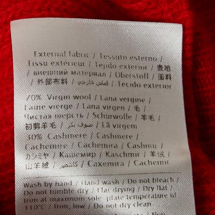 Pre Owned Valentino Red Rib Knit Wool Blend Balloon Sleeve Sweater M