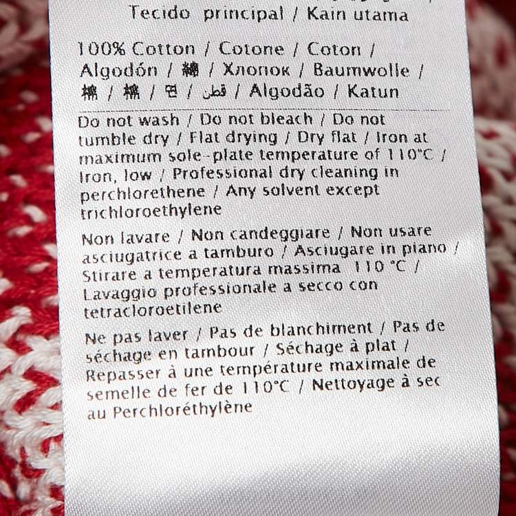 Pre Owned Valentino Red/White V Pattern Knit Sweater L