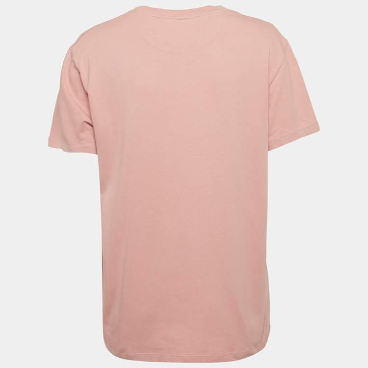 Pre Owned Valentino Pink VLTN Print Jersey Crew Neck T-Shirt S