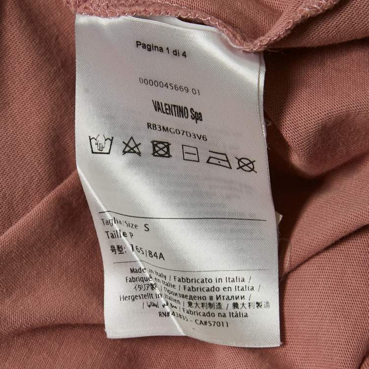 Pre Owned Valentino Pink VLTN Print Jersey Crew Neck T-Shirt S