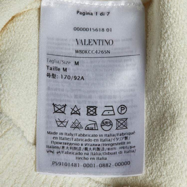 Pre Owned Valentino Ivory White Mesh Knit High Neck Jumper M