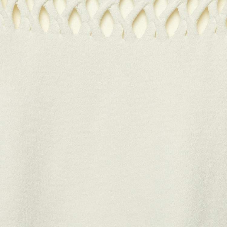 Pre Owned Valentino Ivory White Mesh Knit High Neck Jumper M