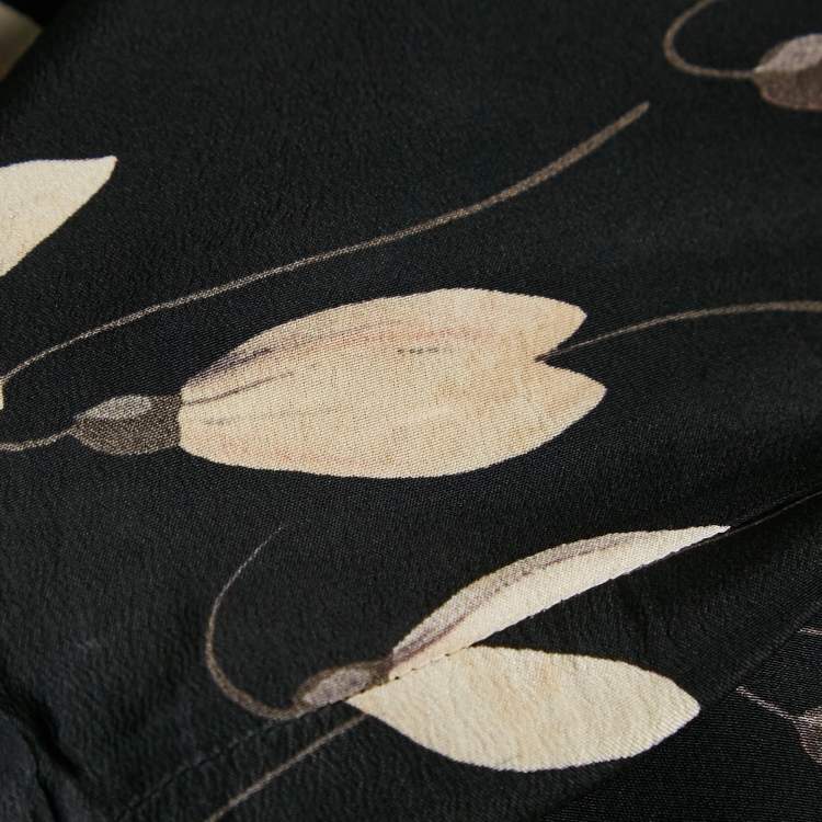 Pre Owned Valentino Black Bucaneve Print Silk Shirt M