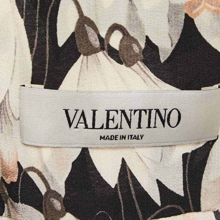 Pre Owned Valentino Black Bucaneve Print Silk Shirt M