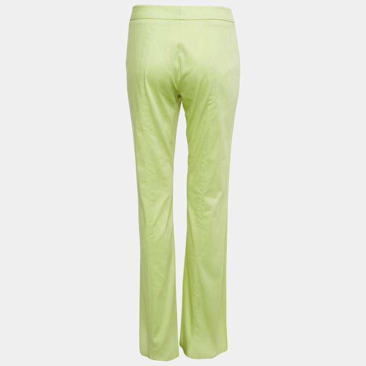 Pre Owned Valentino Green Cotton Straight Leg Trousers S