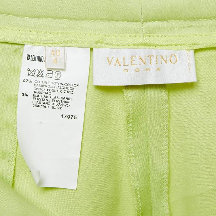 Pre Owned Valentino Green Cotton Straight Leg Trousers S