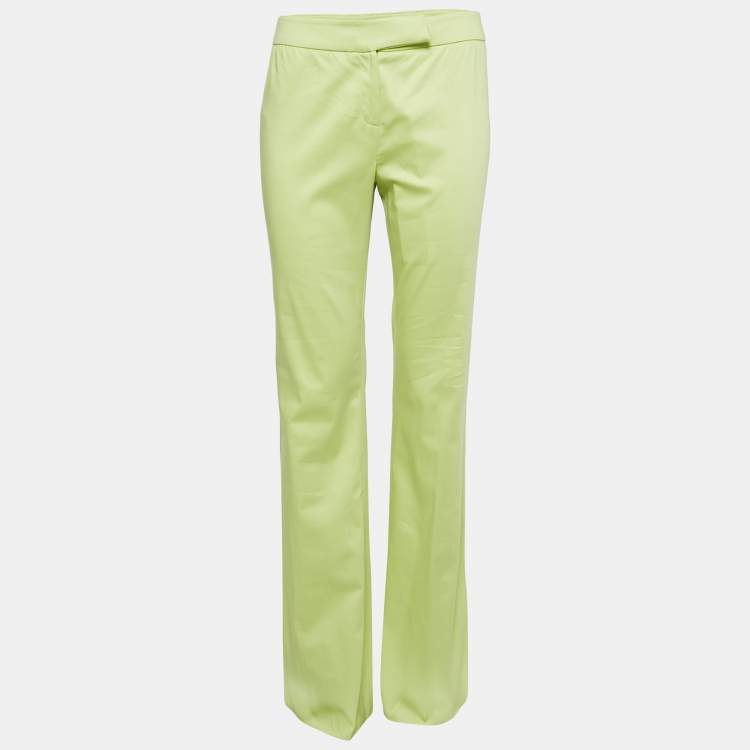 Pre Owned Valentino Green Cotton Straight Leg Trousers S