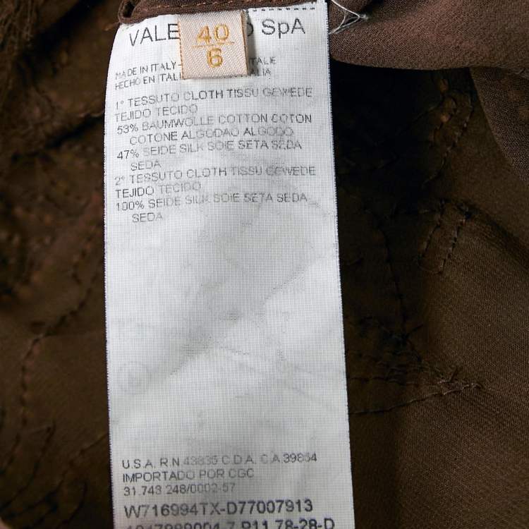 Pre Owned Valentino Brown Beaded Embroidered Silk Strappy Top S