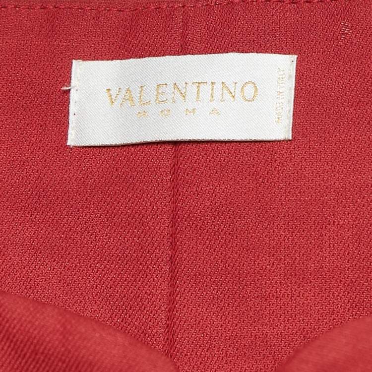 Pre Owned Valentino Red Embroidered Silk and Crepe Strappy Top L