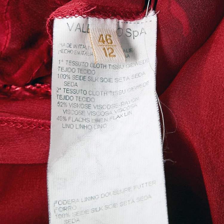 Pre Owned Valentino Red Embroidered Silk and Crepe Strappy Top L