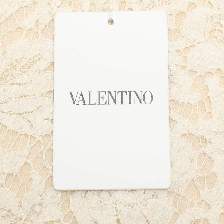 Pre Owned Valentino Cream Lace Knit Fabric Sweater L