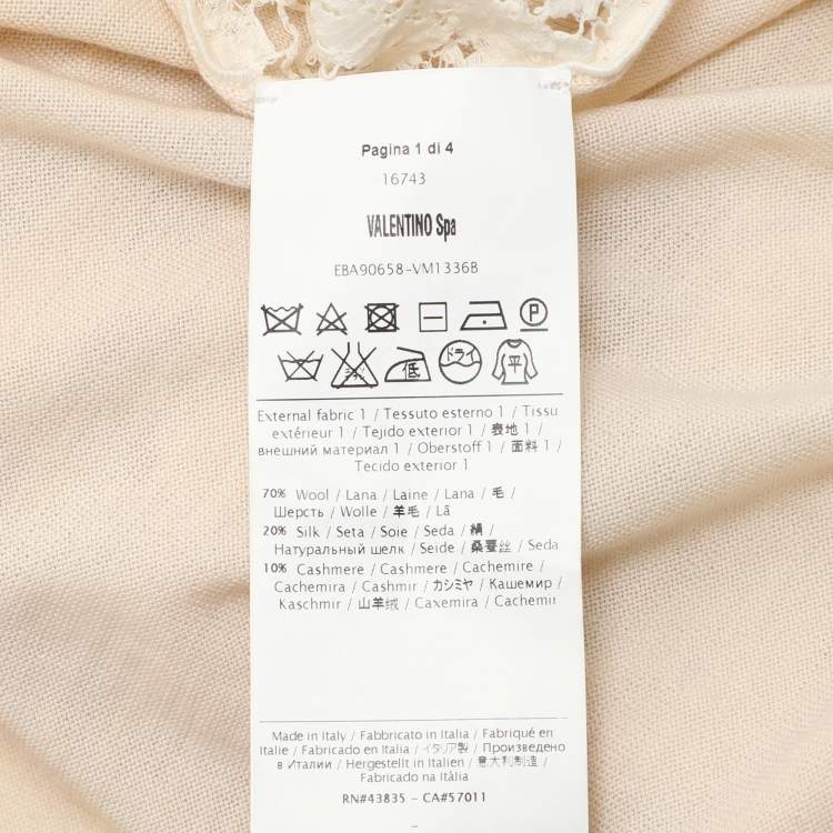 Pre Owned Valentino Cream Lace Knit Fabric Sweater L