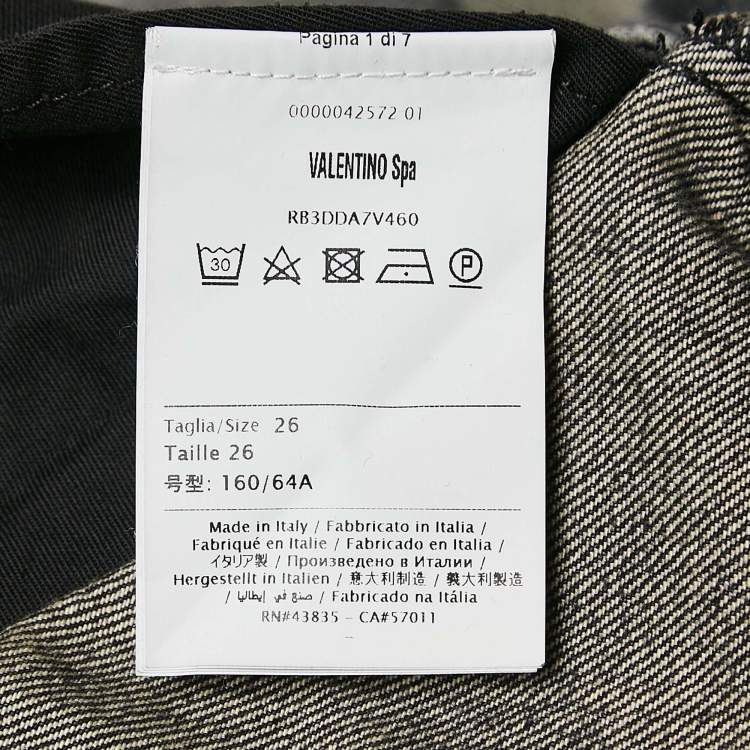 Pre Owned Valentino Black Distressed Denim Shorts M 