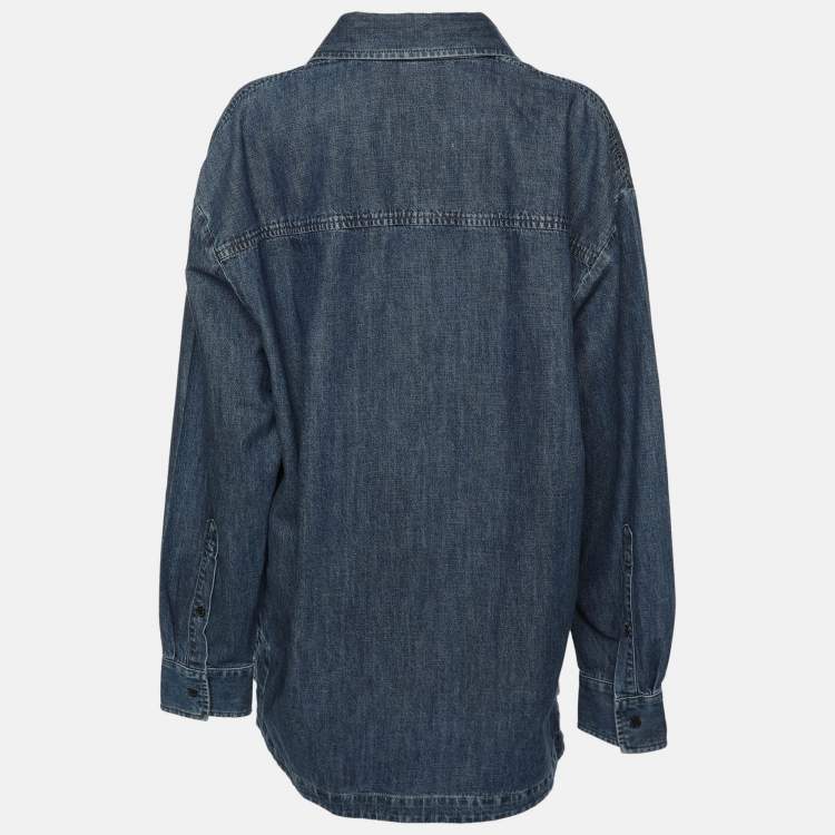 Pre Owned Valentino Blue Denim Long Sleeve Shirt L