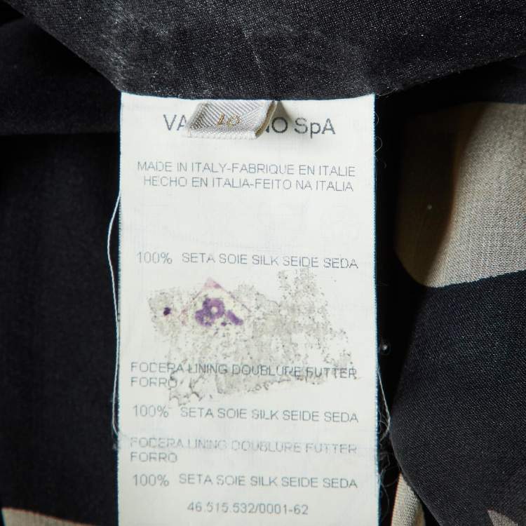 Pre Owned Valentino Black Polka Dot Print Silk Asymmetric Dress L