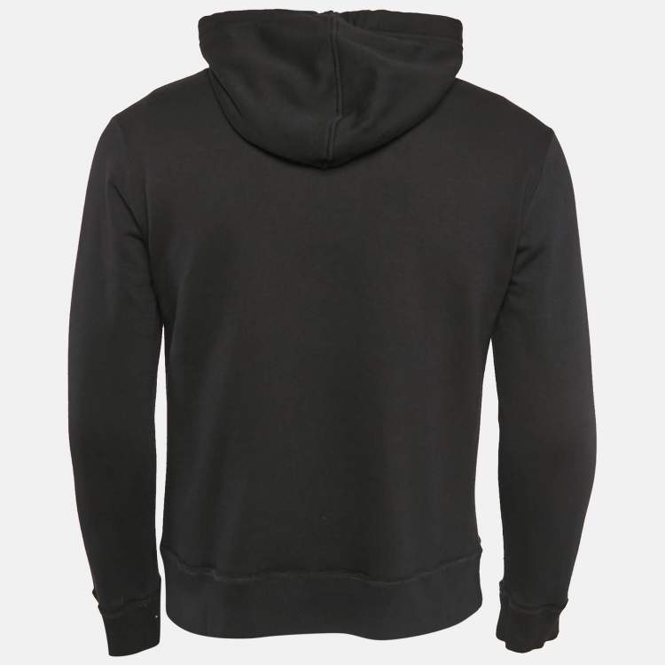 Pre Owned Valentino Black Logo Print Cotton Hooded Sweatshirt S
