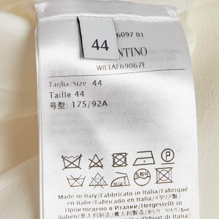 Pre Owned Valentino White Floral Applique Crepe Loose Fit Top M