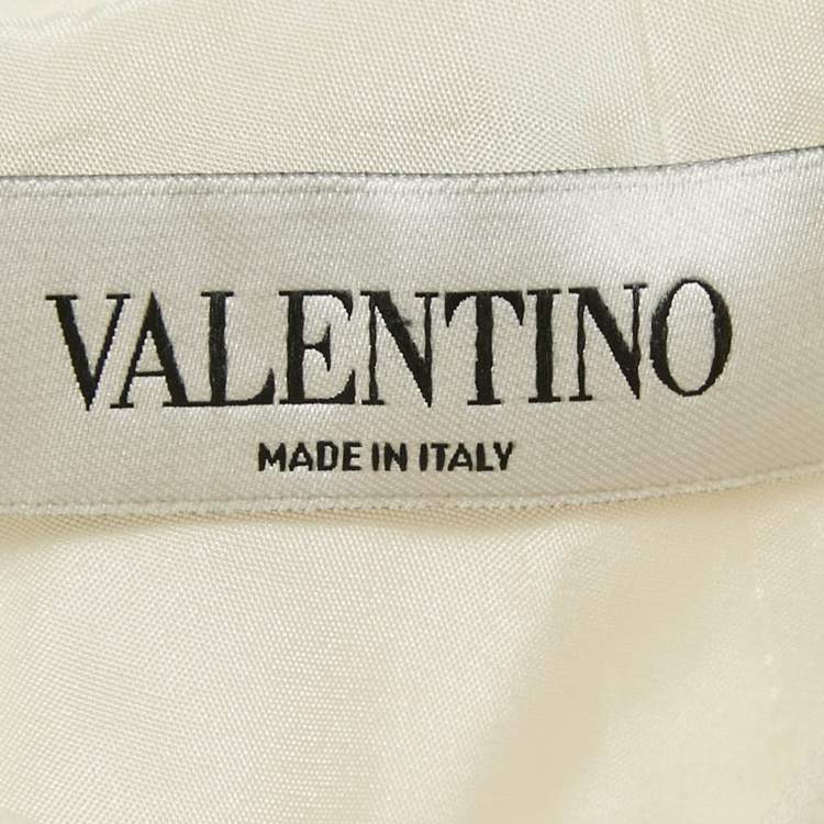 Pre Owned Valentino White Floral Applique Crepe Loose Fit Top M