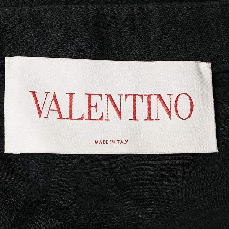 Pre Owned Valentino Black Wool Blend Halter Mini Dress L