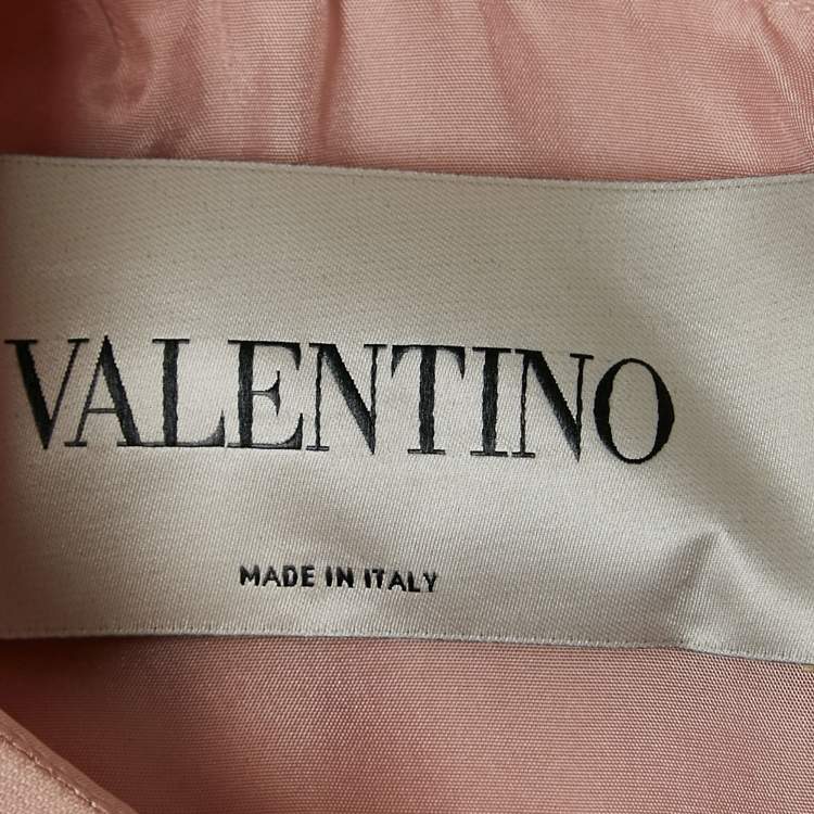 Pre Owned Valentino Pink Wool Blend Bell Sleeve Midi Dress M