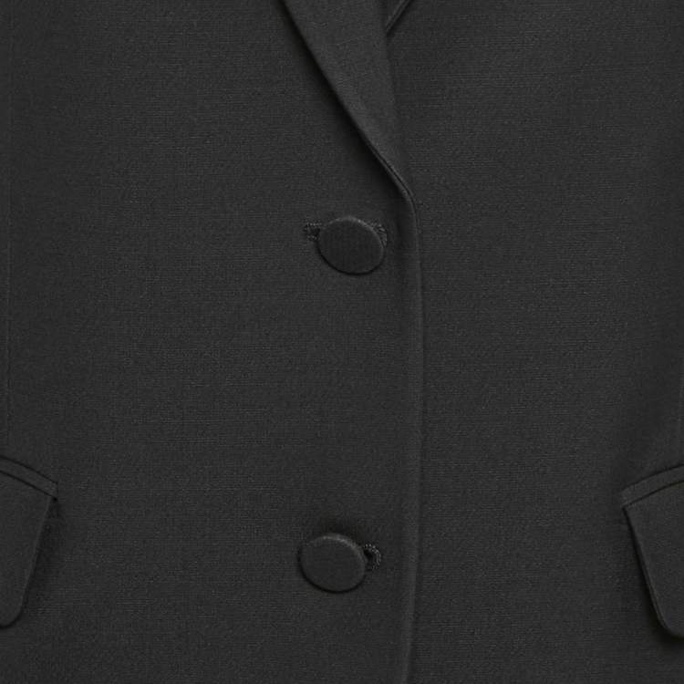 Pre Owned Valentino Black Wool Blend Lace Trim Detail Blazer M