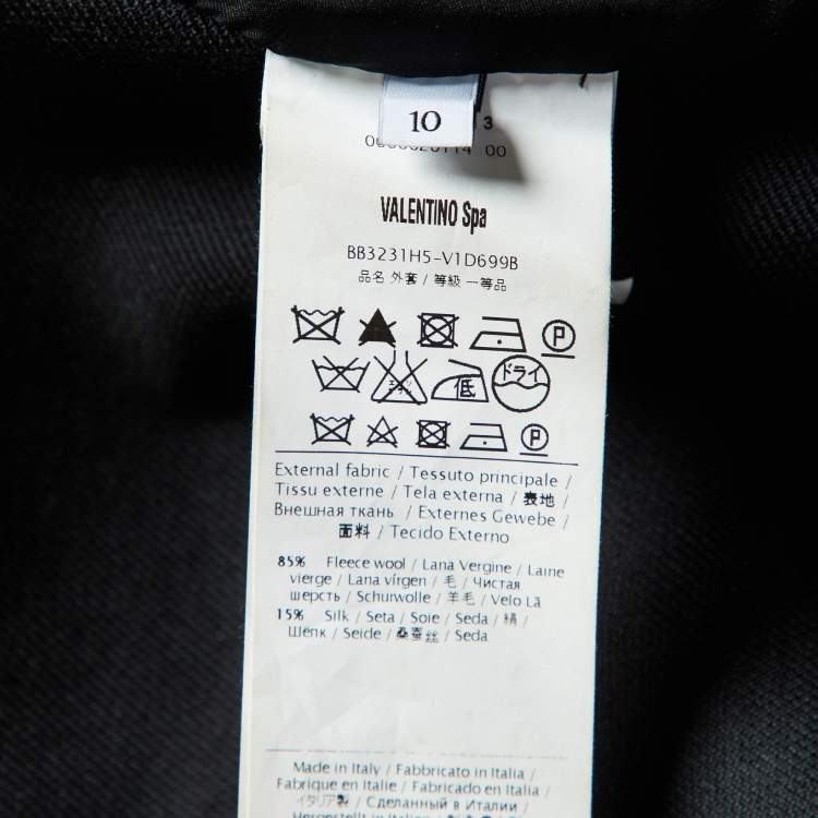 Pre Owned Valentino Black Textured Wool Zip-Up Jacket L