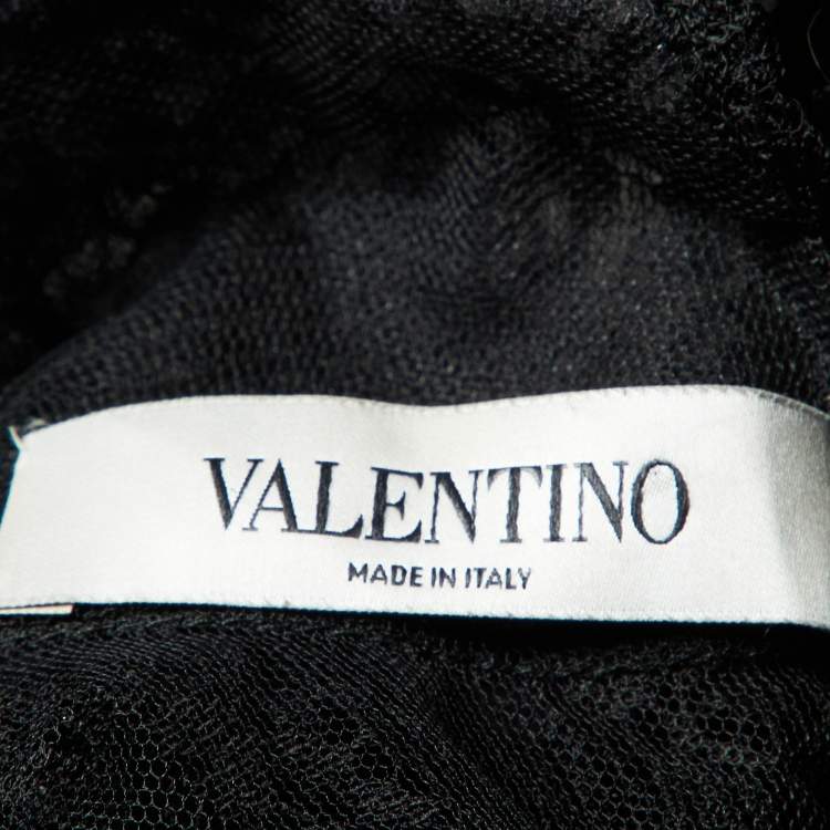Pre Owned Valentino Black Lace Sheer Full Sleeve Blouse L 