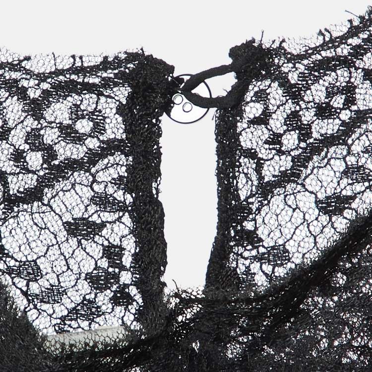 Pre Owned Valentino Black Lace Sheer Full Sleeve Blouse L 