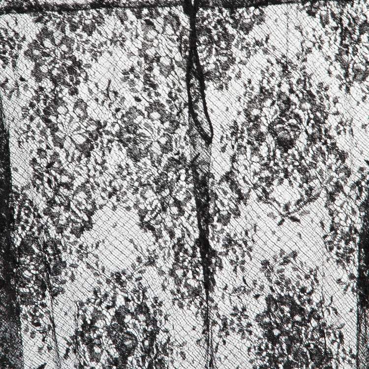 Pre Owned Valentino Black Lace Sheer Full Sleeve Blouse L 